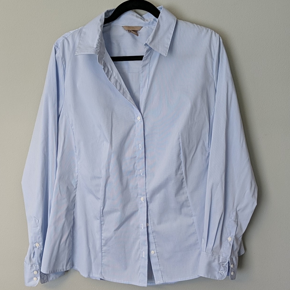 H&M blue/white pinstripe blouse